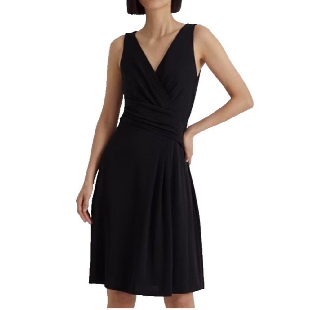 Ralph Lauren Dress Black 6 V Neck Stretch Washable Career Church Sleeveless